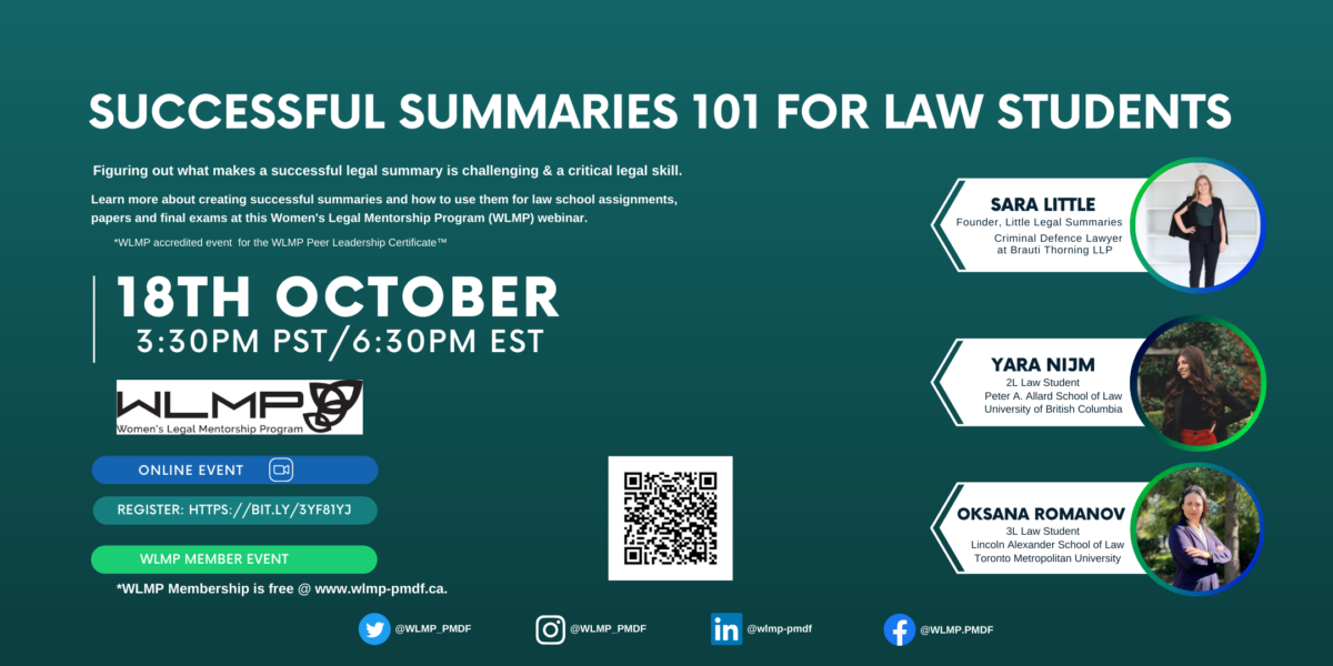 WLMP's Successful Summaries 101 for Law Students Webinar. 