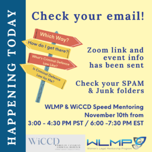 poster reminder of WLMP and WiCCD event happening
