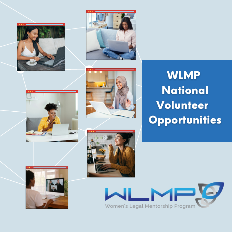 Blog graphic for volunteering with the women's legal mentorship program (WLMP) volunteer committees