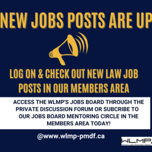 graphic of Women's Legal Mentorship Program's jobs board being updated