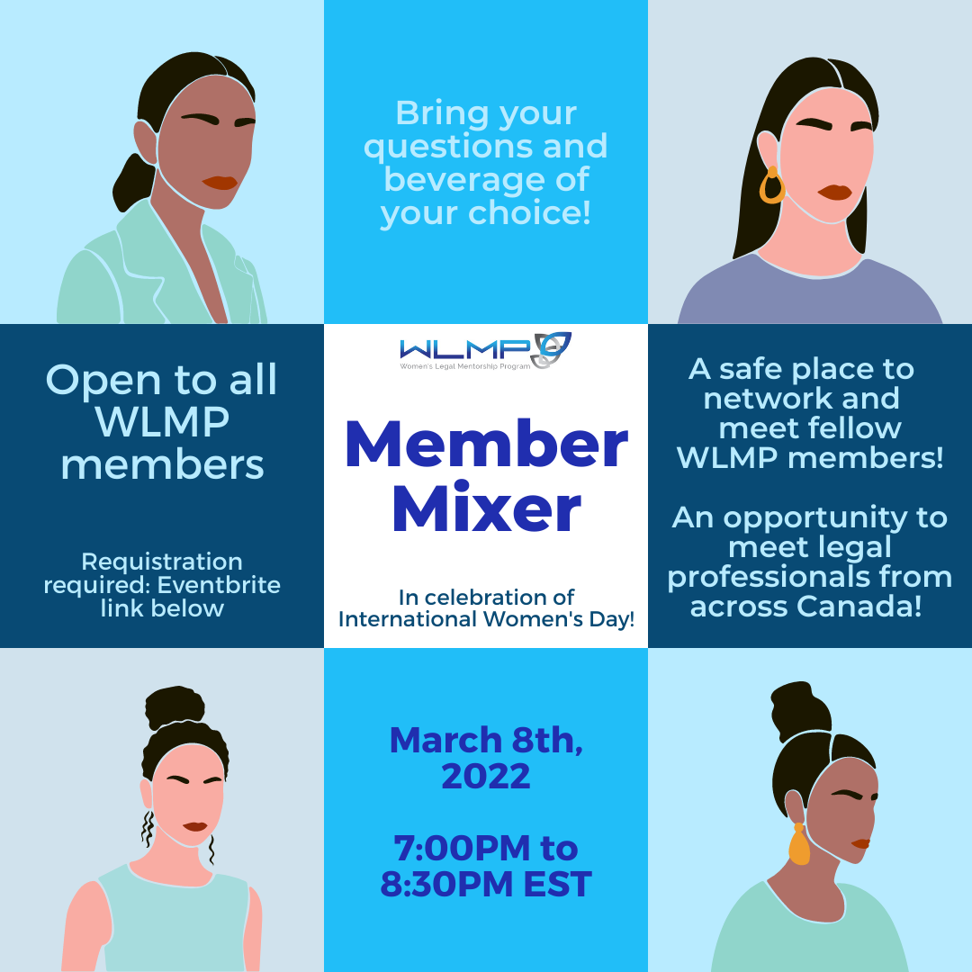 poster for the Women’s Legal Mentorship Program International Women’s Day  networking event 